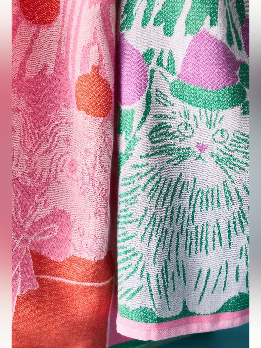 🐾Anthropologie Cat Dog Jacquard Kitchen Towels Pop Art New Christmas Holdiay